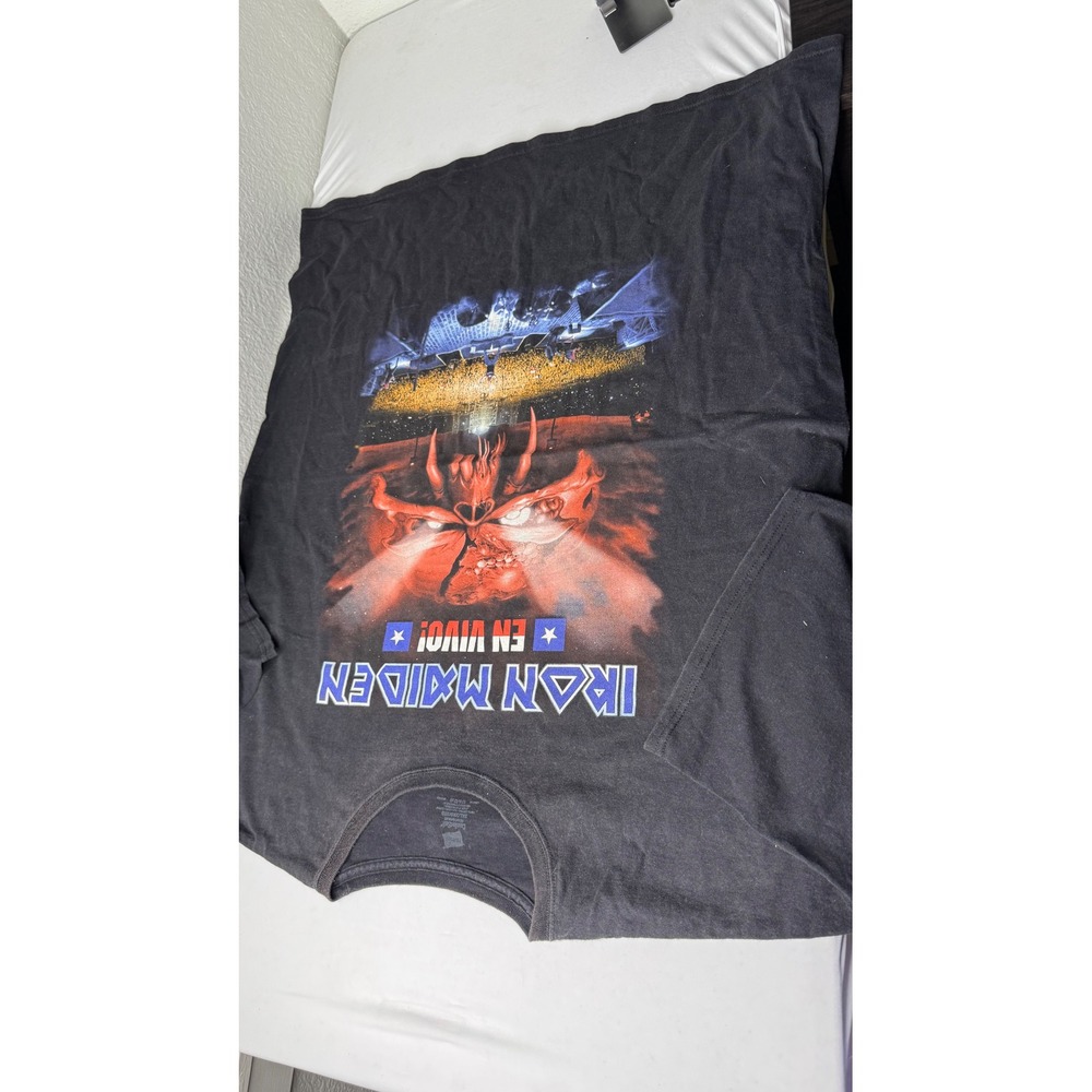 Iron Maiden En Vivo! Graphic T-Shirt Hanes ComfortSoft Black 2XL Metal Band